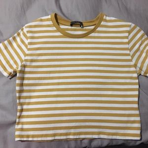 Brandy Melville Yellow Striped Crop Top